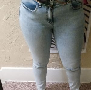 Acid wash skinny jeans